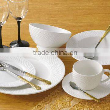 24pcs embossed porcelain dinner set