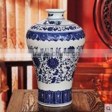 Jingdezhen chinese ceramic blue and white flower vase for home deco