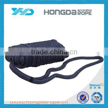 Double braid polyester mooring rope with eye splice ring,Navy