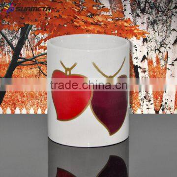 11oz ceramic white sublimation blank mug with two heart color changing