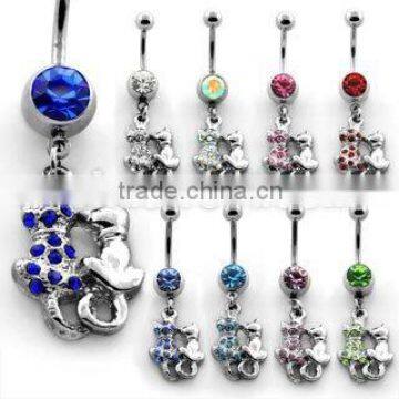 dangling twin cat navel ring