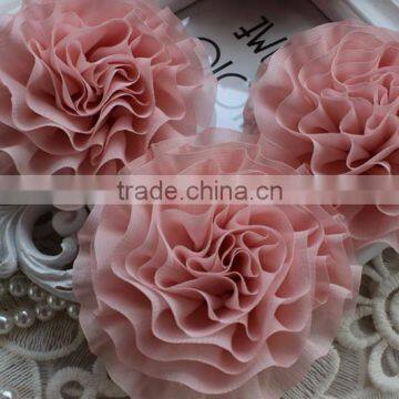 Blush Pink Handmade Ruffle Chiffon Flower Corsage