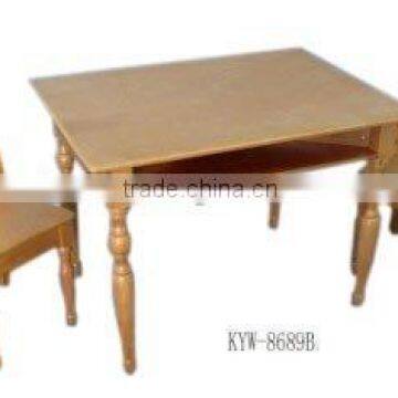 Kids Wooden Classic Natural Color Table And Chairs Set