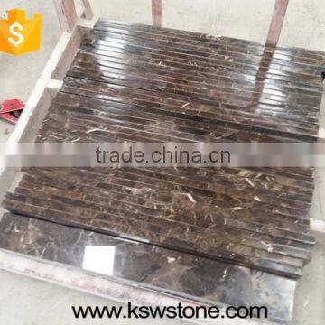 Dark emperador brown marble flooring border design marble tile