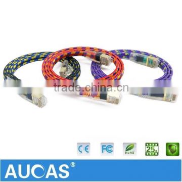 Fast Speed Weaved Flat Cat7 RJ45 Plug Patch Cord Cable Factory Price