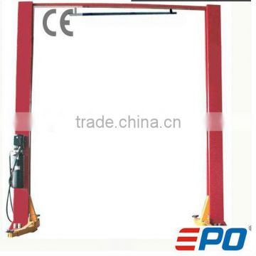 Two post double-cylinder floor plate hydraulic lift