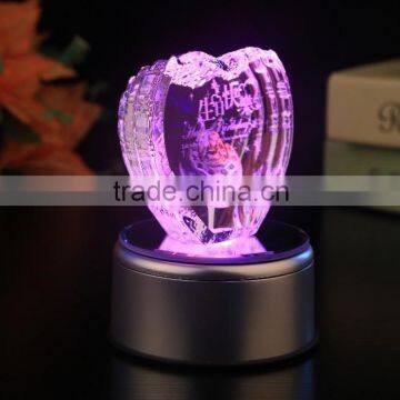 customer design elegant wedding gift 3d laser engraving crystal heart award