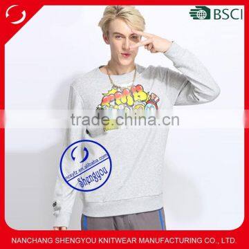 Custom 100% Fleece Polyester Men Grey Pullover Hoodie Sweatshirts