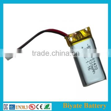 lipo battery 3.7v 401430 130mAh square li-ion rechargeable battery