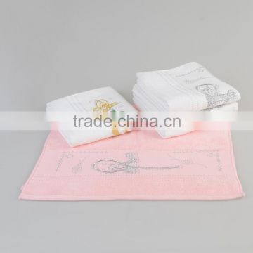 White colour diamond embroridy100% cotton bath Towel