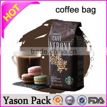 Yason biodegradable valve coffee bags black coffee bag with valve beautiful aluminum foil coffee bag with gusset