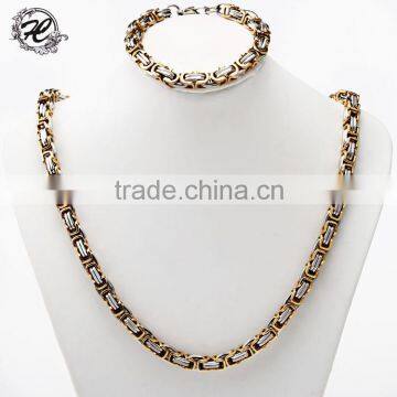 316l stainless steel classical byzantine cube chain bracelet costume chunky jewelry sets                        
                                                Quality Choice