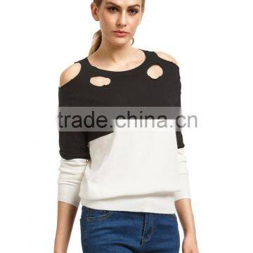 Europe New Street Wear Ripped 2 Colors Women Sweater Supplier's Choice