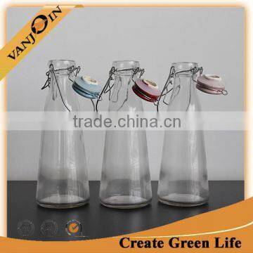 Juice Use 500ml Glass Storage Bottle With Ceramic Lid And Handle