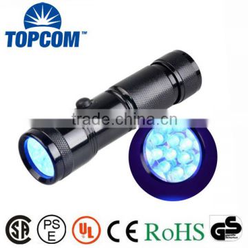 A+ Grade Aluminum 390 nM UltraViolet Blacklight 14 LED UV Torch