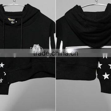 Custom Fashion Mens Black White Striped Hoodie photo-4