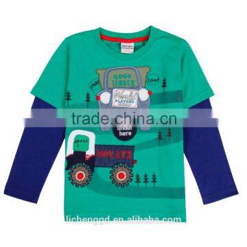 (A6318) NOVA garment new fashion design fancy cotton clothing embroidered cute car pattern baby boy long sleeve tshirt kids wear