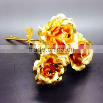 OEM Wedding Decoration Glorious 24k Gold Foil Open Roses