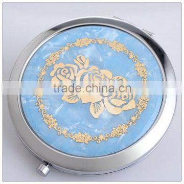 Silver color shell decoration pocket mirror , promotion gifts