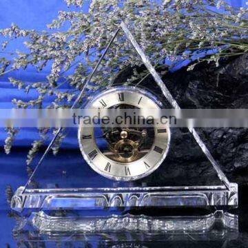 Wholesale Fashion K9 Crystal glass pyramid desk Table Clock