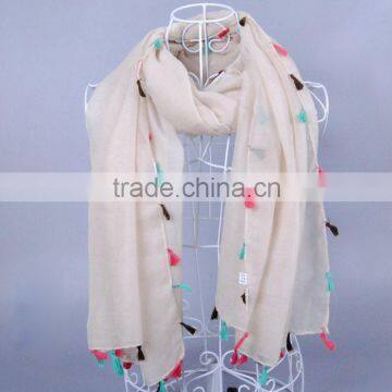 TOP Popular Plain Pure Color Women Scarf Voile Cotton Scarves 180*90 Pashmina photo-6