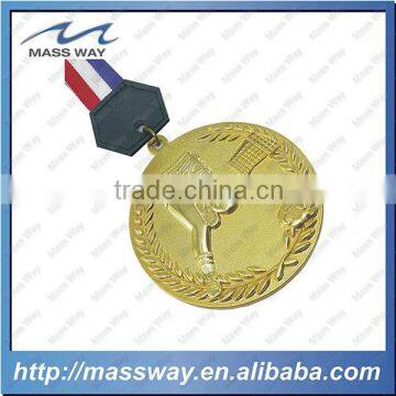 souvenir gold footbale shape custom 3D sport medal and ribbons