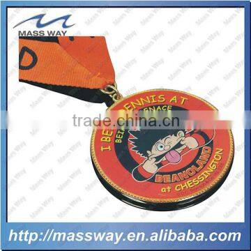 souvenir custom cartoon metal epoxy doming ribbon sport medal