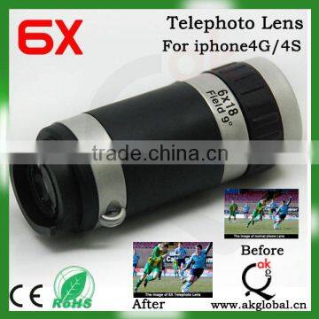 for iphone 4s/4g optical zoom telescope camera lens with crystal back case