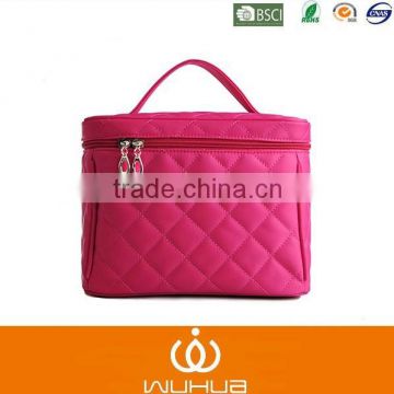 classical and quilted nylon stock cosmetic case with mirror for travel