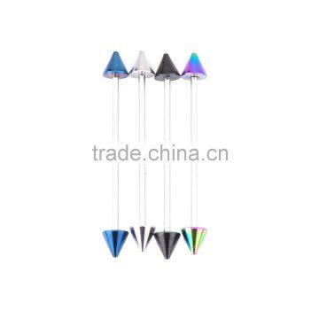 Industrial 14G Helix Cartilage Earring 1 & 1/2" Spike Cone End Barbell.