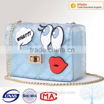 clear PVC material with lip eyes pattern,candy bag for girl