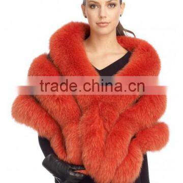 Hot selling popular fox fur shawl for women