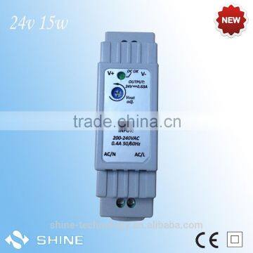High Stability and High Accuracy 220V 24V 15w DIN Rail Power Supply with ce&rohs