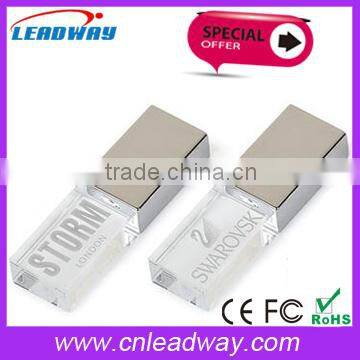 3D logo led usb flash drive crystal usb flash drive 1gb 2gb 4gb 8gb memory stick