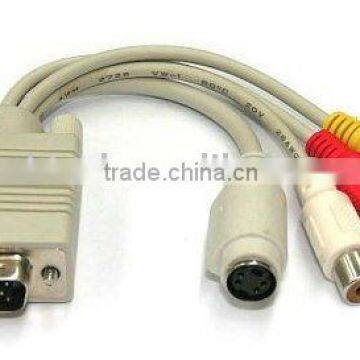 VGA 15PIN MALE to 3*RCA FEMALE AND MINI 4PIN cable