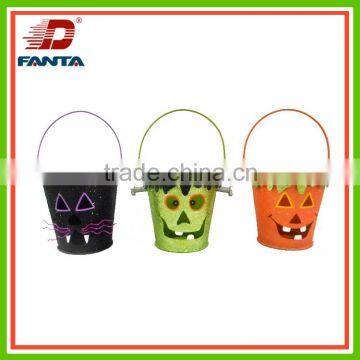 Decorative Halloween theme mini metal bucket with handle for gifts