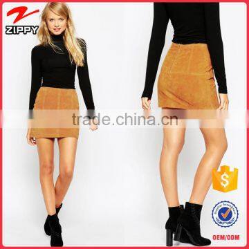 2016 new arrival women fashion clothing mini skirt in suede fabric                        
                                                Quality Choice