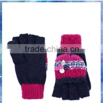 printed flower capped knitting patterns gloves mittens for young girls