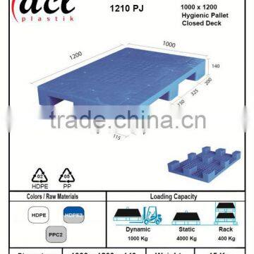 1000X1200 HYGENIC CLOSED DECK PLASTIC PALLET