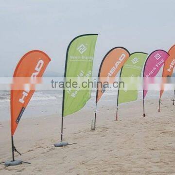 customized logo printed feather teardrop knife shape flying beach flag and banner