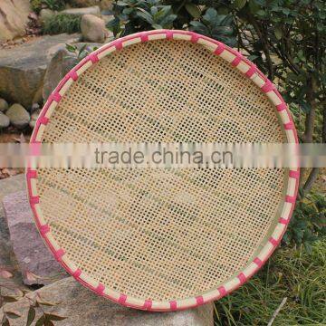 Flat bamboo weaving sieve basket