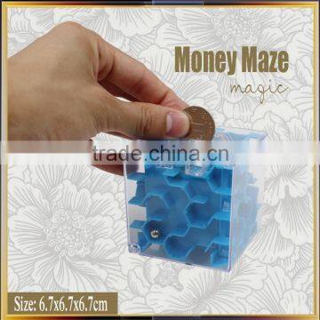 Plastic 3d cube Coin Bank with puzzle game