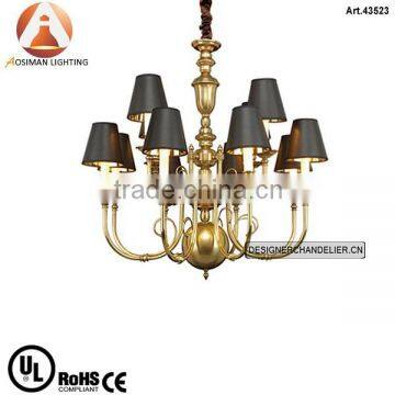 Large Antique Copper Lamp for Mosque with Black Shade