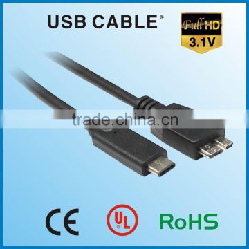 usb extension cable awm 2725 type C to mirco B usb 3.1 a cable usb 3.0/2.0 data cable