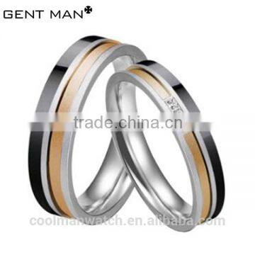 black ceramic ring/rose gold plated stainless steel ring/cnc stone ceramic steel ring jewelry