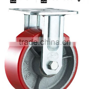 Rigid/Fixed Iron Core PU Caster Heavy duty Double Ball Bearing Caster