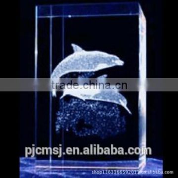 crystal 3D laser engrave dolphin for gift glass decoration