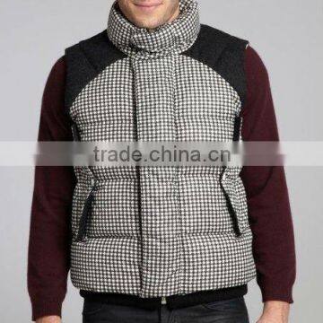 Men's plaid nylon down puffer vest