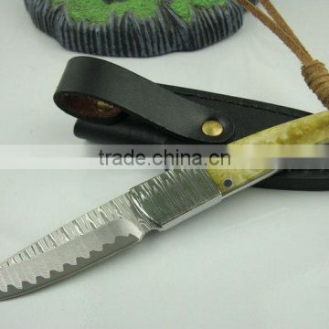 High Quality Animal Bone + Steel Handle OEM Damascus Steel Hunting Knife Hand Tool UDTEK01305