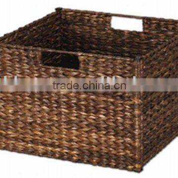 Square Water Hyacinth Woven Storage Basket